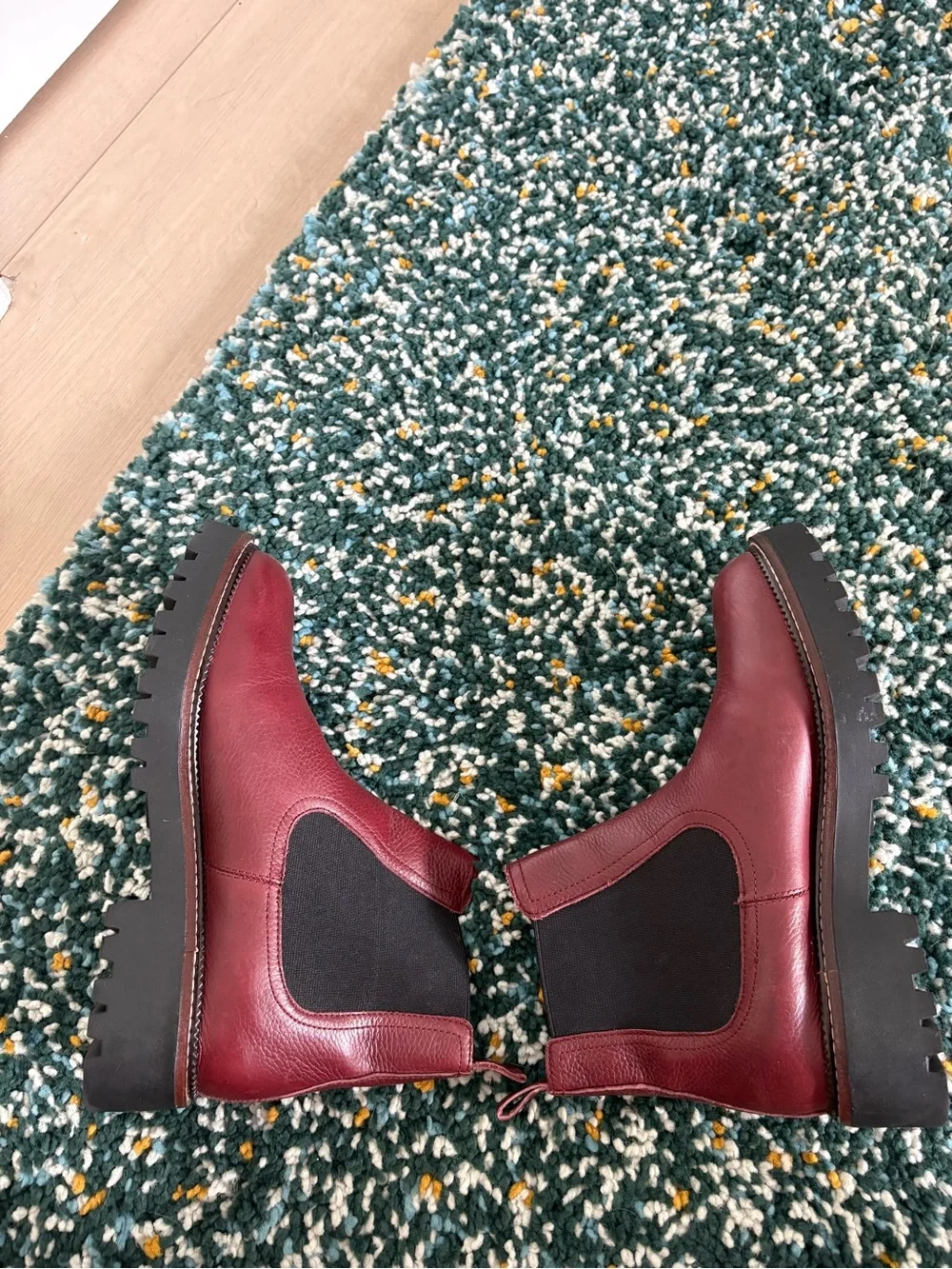 Caslon Burgundy Leather Chelsea Boots Water Resistant Chunky Sole